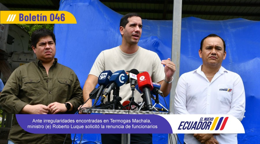 Given irregularities found in Termogas Machala, Minister (e) Roberto Luque requested the resignation of officials