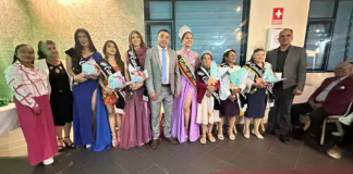 Durante la ceremonia, el alcalde Milton Ramírez tuvo el honor de colocar las cintas a cada una de las candidatas.