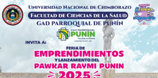 Con el objetivo de apoyar y promover el talento de los emprendedores locales, el proyecto "Apadrina tu Emprendimiento" se complace en anunciar la realización de su Primera Feria de Emprendimientos, que tendrá lugar el próximo domingo 2 de febrero de 2025 en la plaza central de la parroquia de Punín, en la provincia de Chimborazo.