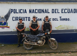 La Policía Nacional del Ecuador informó sobre la recuperación de una motocicleta reportada como robada en el distrito Chillanes-San José del Tambo, provincia de Bolívar. El hecho ocurrió el lunes 28 de abril de 2025, luego de una alerta ciudadana que motivó una rápida acción policial.