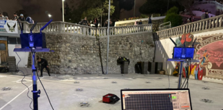 Dos espectáculos de siete minutos, con 54 drones volando a una velocidad de 4 metros por segundo, formaron parte del evento “Riobamba Brilla”, la noche del 26 de abril, en el marco de las fiestas abrileñas de la ciudad.