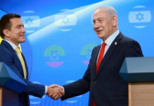El primer ministro israelí, Benjamín Netanyahu, se reunió este lunes 5 de mayo en Jerusalén con el presidente Daniel Noboa, al que felicitó por su reciente victoria electoral, subrayando la "gran amistad" que une a sus dos países, que espera fortalecer "aún más" gracias a las decisiones adoptadas durante su encuentro de hoy.