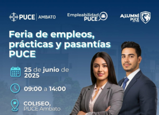 La Pontificia Universidad Católica del Ecuador Sede Ambato (PUCE Ambato) se prepara para llevar a cabo la Feria de Empleos, Prácticas y Pasantías 2025, un evento clave que busca fortalecer los vínculos entre el ámbito académico y el sector productivo, promoviendo oportunidades reales de inserción laboral para estudiantes, graduados y el público en general.
