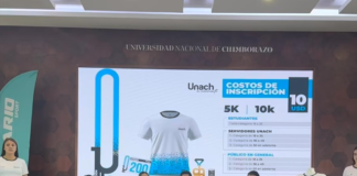 La mañana del 6 de junio, en el auditorio Sky de la Universidad Nacional de Chimborazo (UNACH), se desarrolló la rueda de prensa oficial para anunciar el lanzamiento de la tercera edición de la carrera pedestre “Unach en Familia” 2025, que se realizará el domingo 29 de junio, una iniciativa deportiva y recreativa que este año se enmarca en la celebración por los 30 años de vida institucional de la universidad.