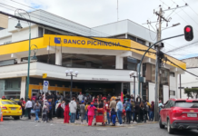 En la ciudad de Riobamba, como en otras del país, se registró una considerable aglomeración de personas a las afueras de las agencias y cajeros del Banco Pichincha desde la mañana del 4 de agosto. Muchos usuarios, optaron por realizar sus trámites directamente en ventanilla de forma presencial ante una nueva falla registrada en la aplicación móvil de la entidad financiera.