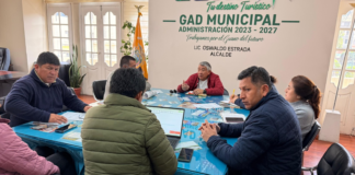 En Guano, la Comisión de Turismo y Patrimonio, presidida por Edgar Herrera, junto con la Dirección de Gestión Turística, a cargo de Miguel Guamán, se reunió el 2 de octubre con los siete técnicos designados para el equipo del Geoparque Mundial de la UNESCO Volcán Tungurahua.